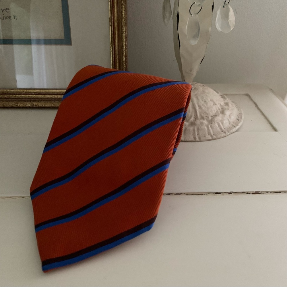 Thomas Pink Orange Stripe Silk Tie